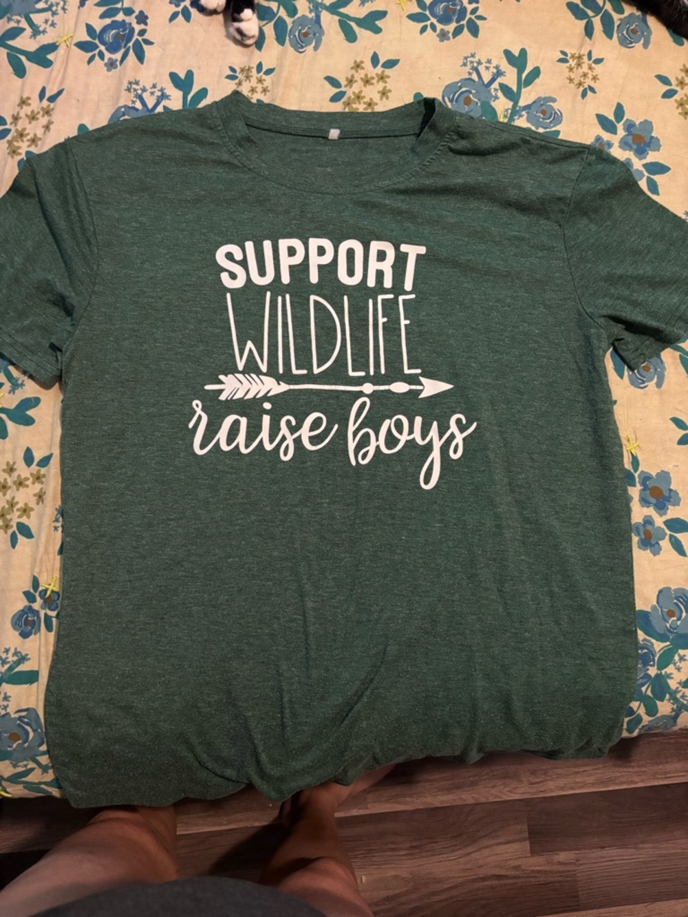 Green 'Support Wildlife Raise Boys' Graphic Tee